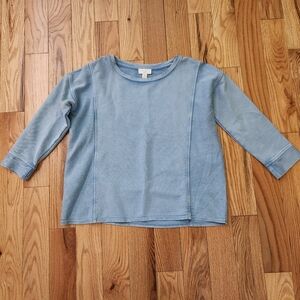 J Jill Light Blue Crewneck 3/4 Sleeve Cotton Shirt Size PXS